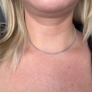 Silver Tennis-Style Choker Necklace